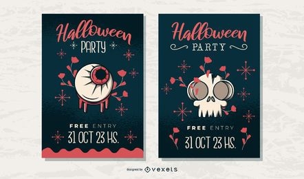 Conjunto de carteles de fiesta de halloween