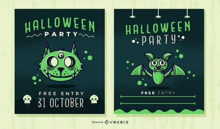 Lindo conjunto de convites para festa de halloween