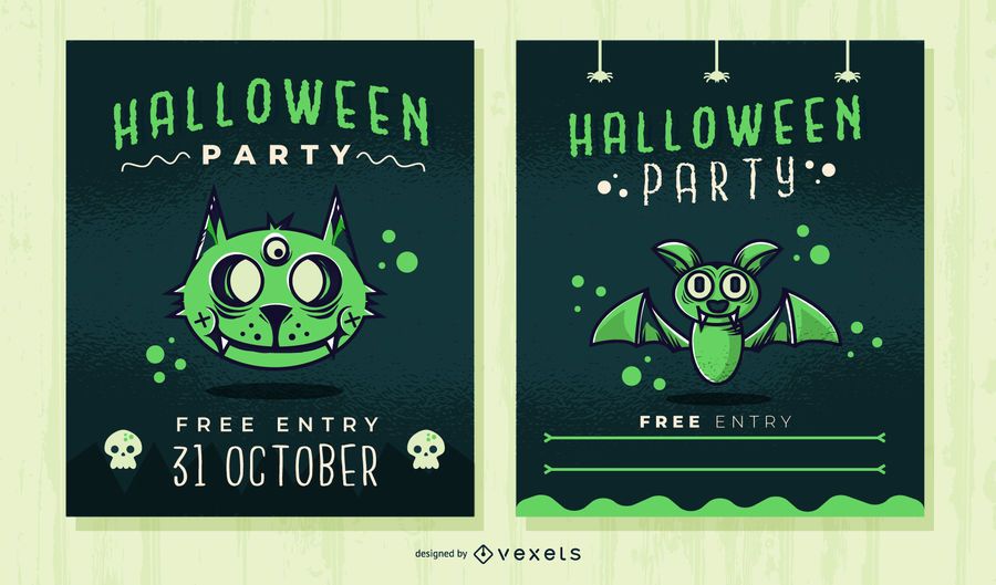 Lindo conjunto de invitación de fiesta de halloween Lindo conjunto de invitación de fiesta de halloween