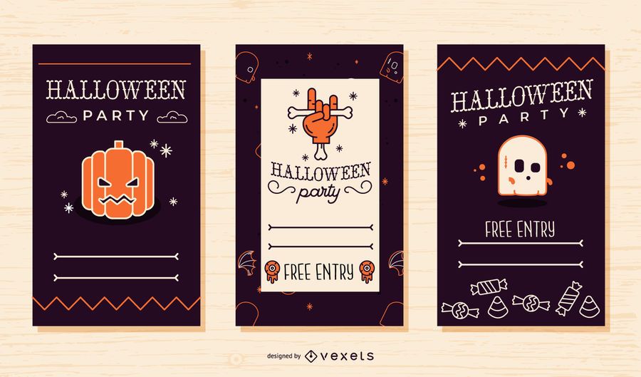 Cool Halloween party invitation set Cool Halloween party invitation set