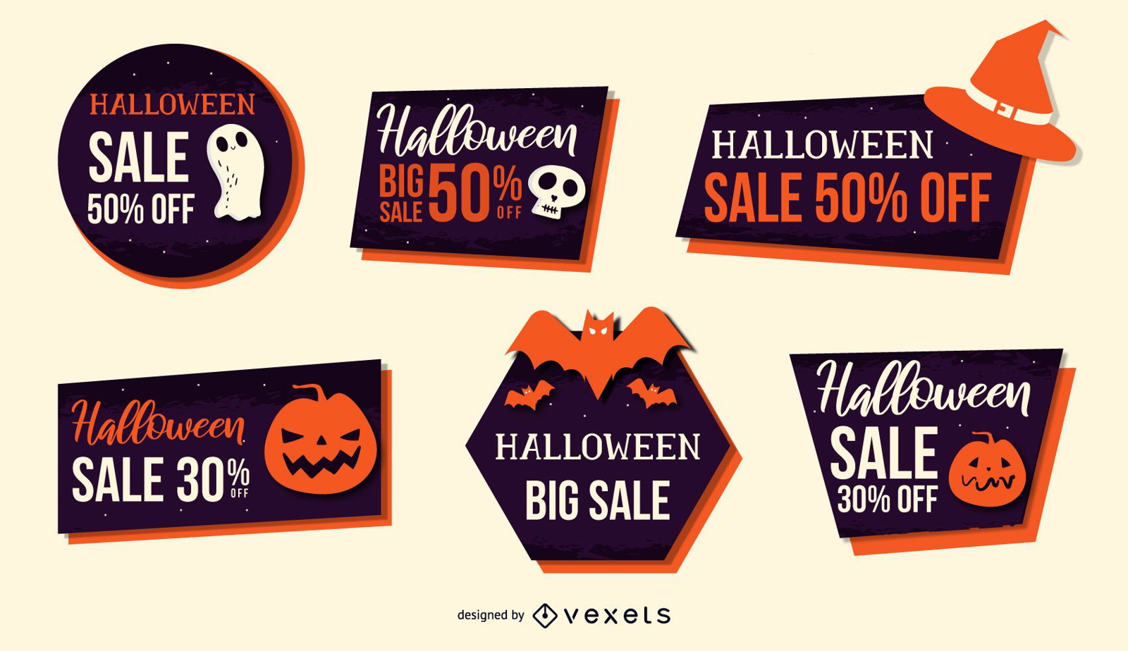 conjunto de vectores de descuento de halloween