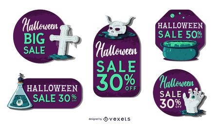 Spooky halloween sale vector set