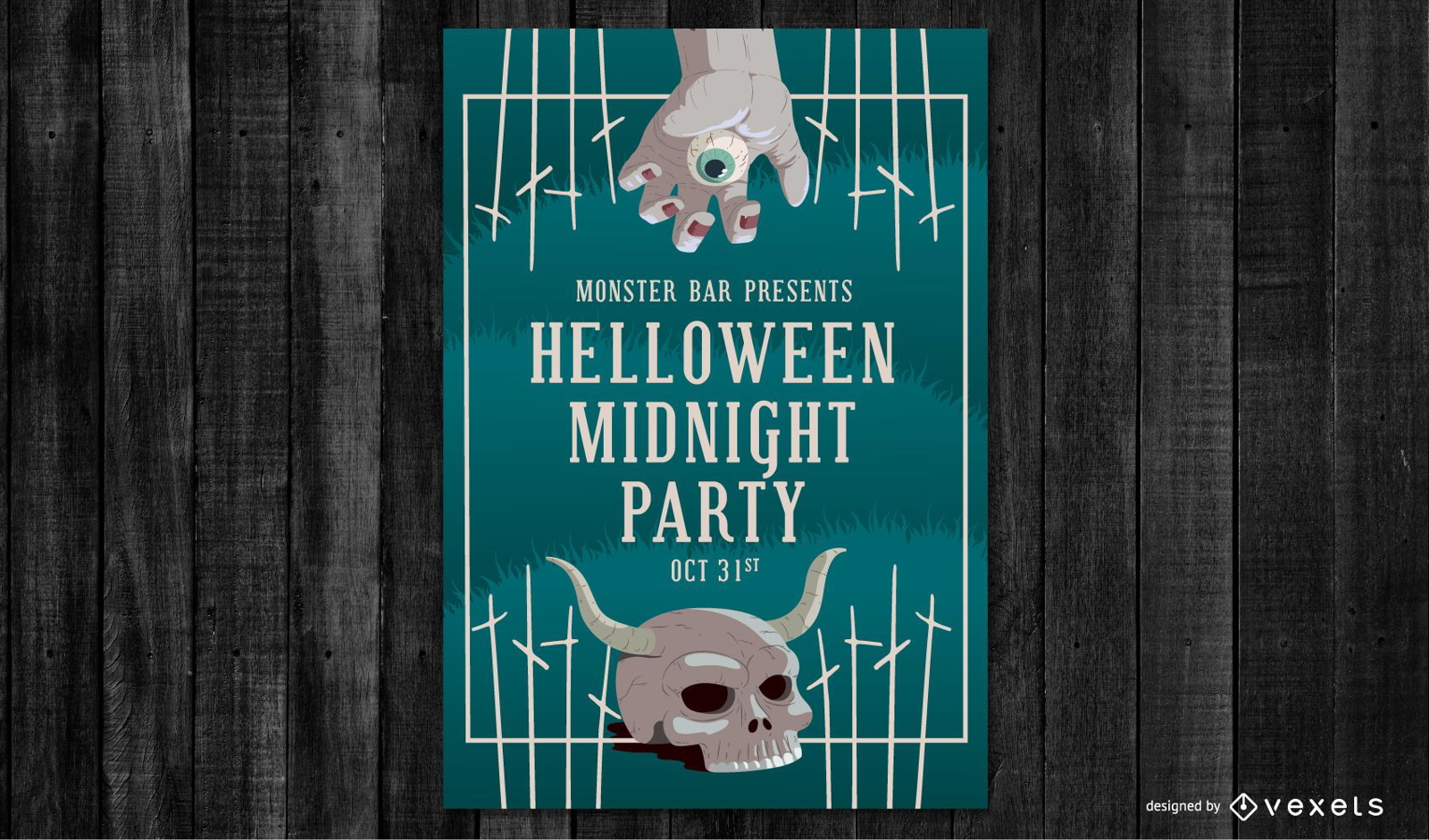 Cartel de fiesta de medianoche de halloween