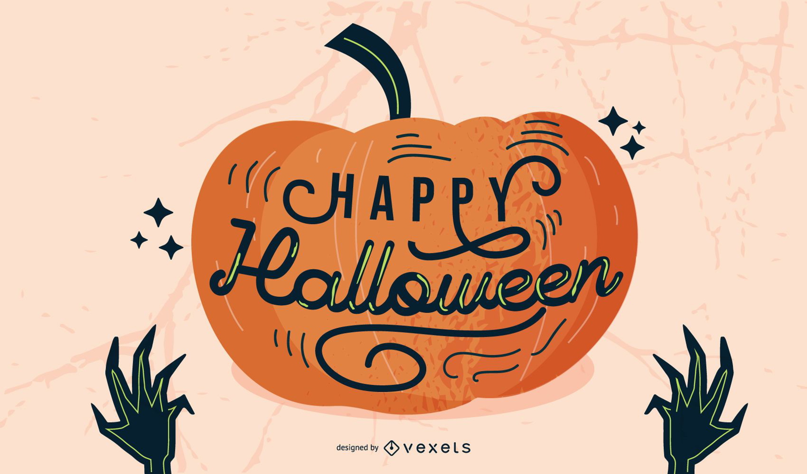 Happy Halloween Pumpkin Lettering Design 