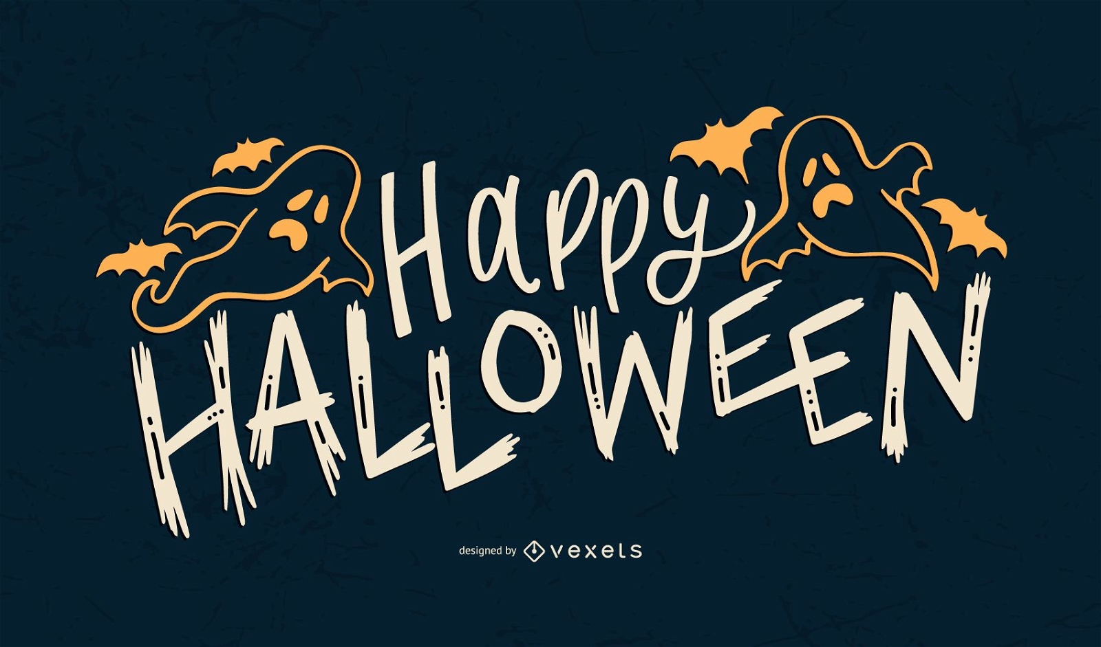 Ghost Happy Halloween Schriftzug Design