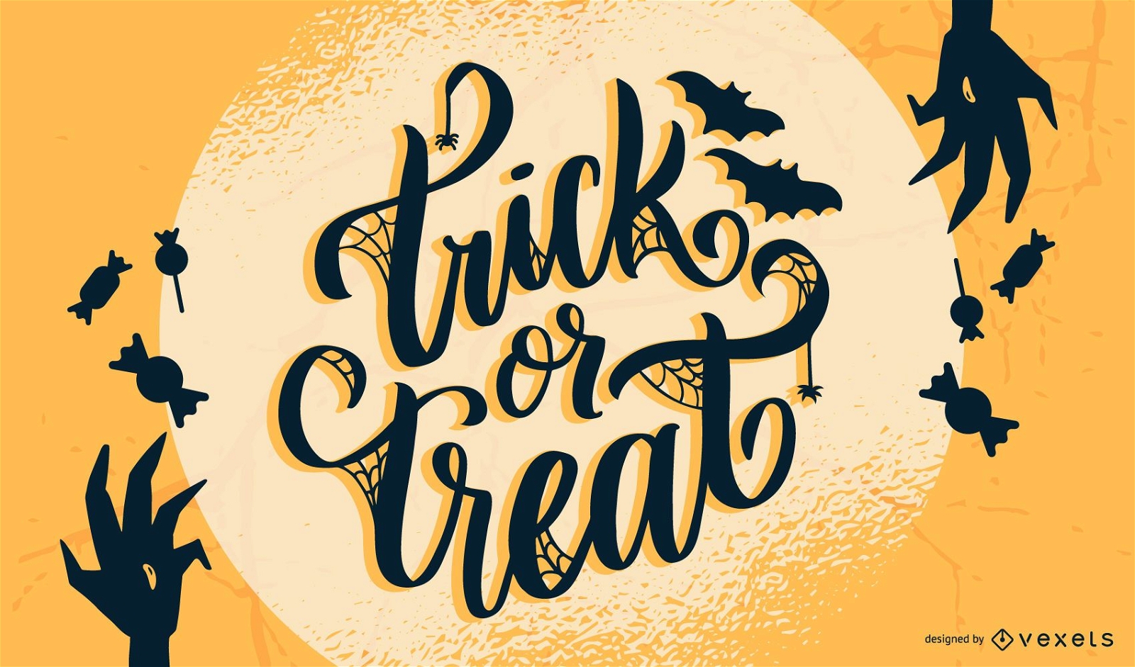 Trick or Treat Lettering Halloween Design 