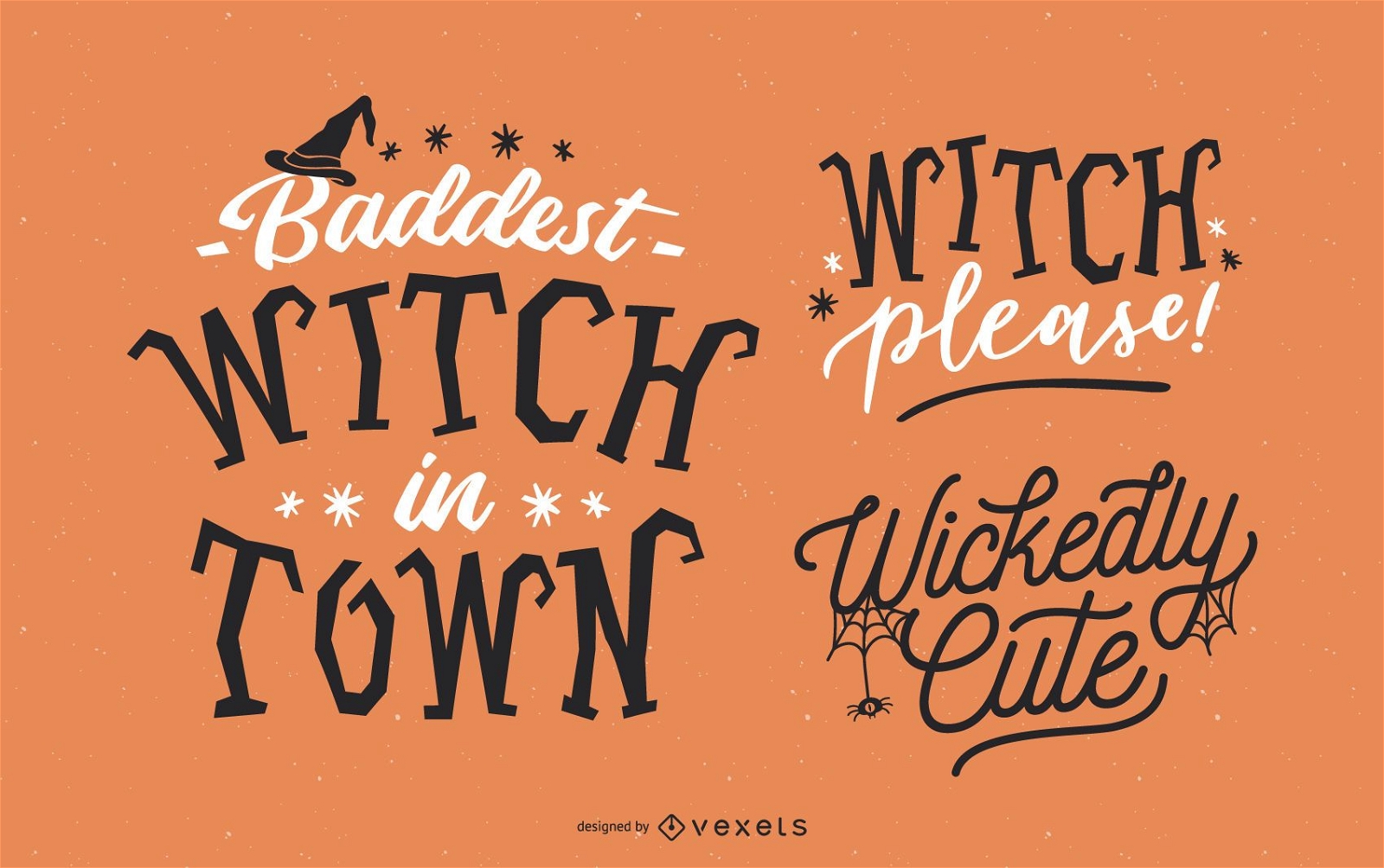 Halloween witch lettering set
