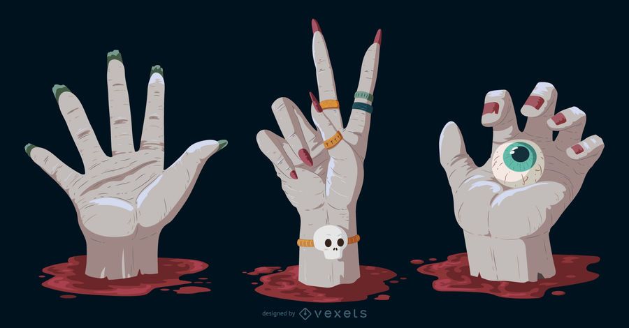 Pacote de elementos de Halloween de mãos assustadoras Pacote de elementos de Halloween de mãos assustadoras