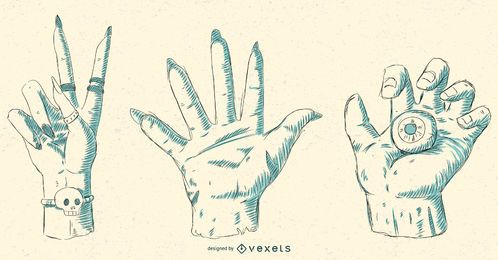 Halloween Hand Illustration Vector Pack Halloween Hand Illustration Vector Pack