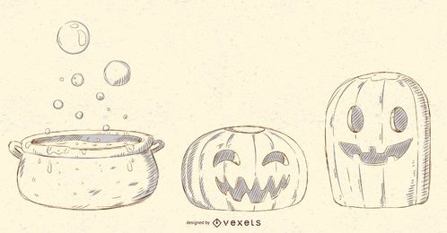 Paquete de vectores de objetos de Halloween Paquete de vectores de objetos de Halloween