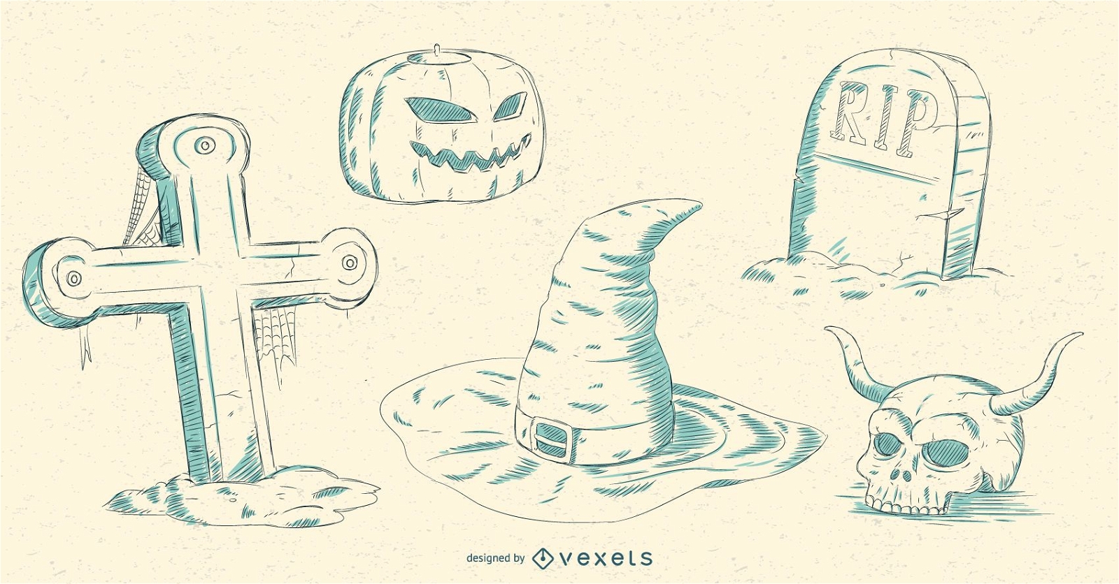 Conjunto de vectores de elementos de Halloween