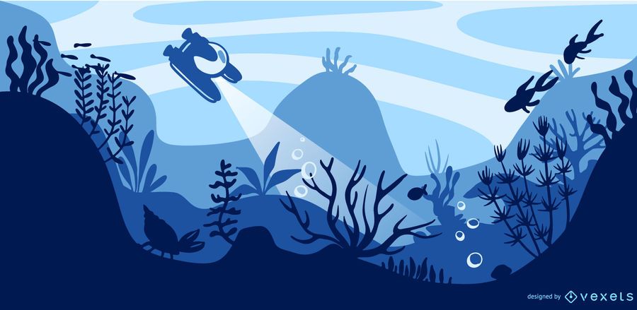 Underwater flat illustration design Underwater flat illustration design