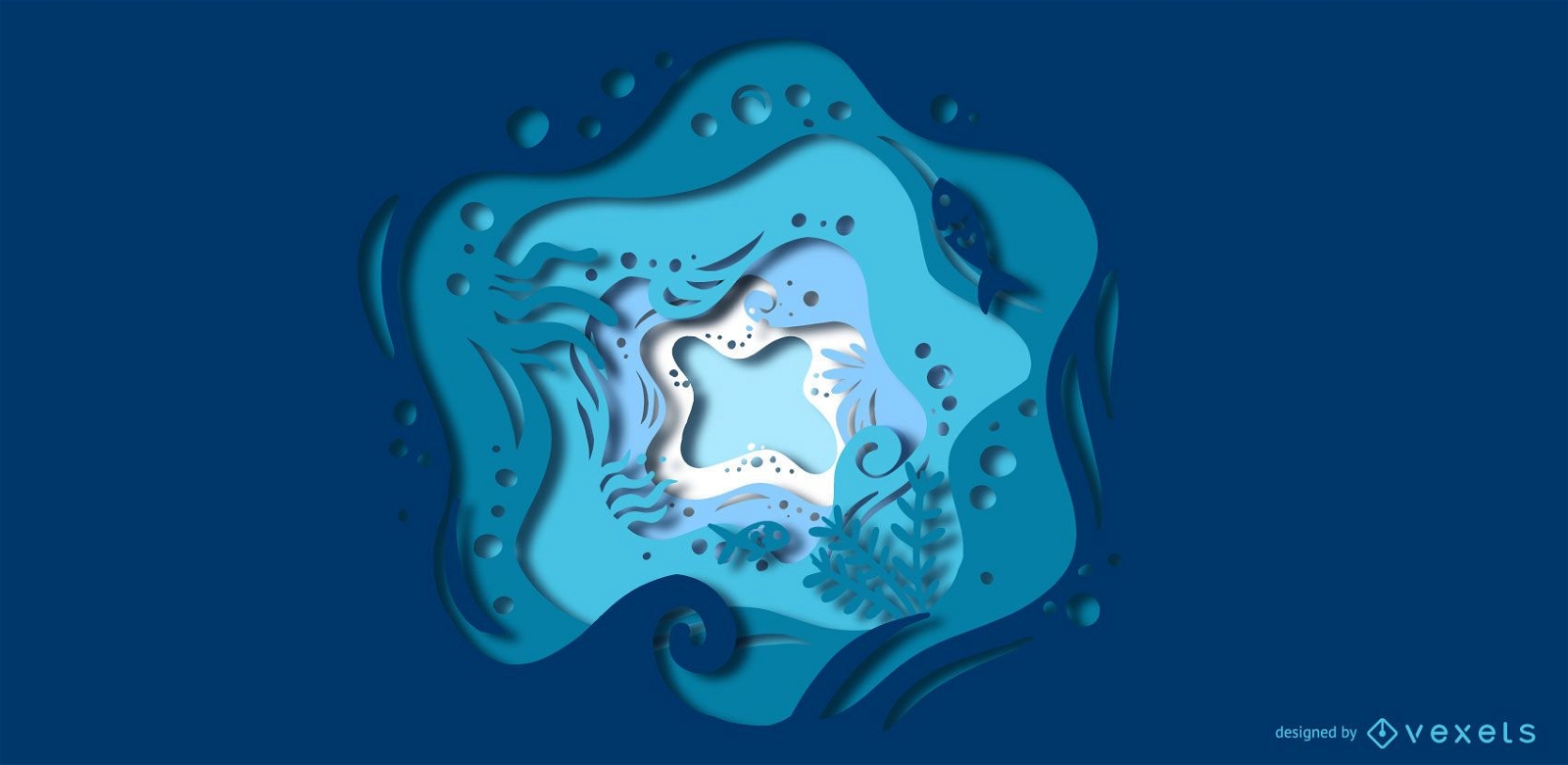Underwater papercut illustration