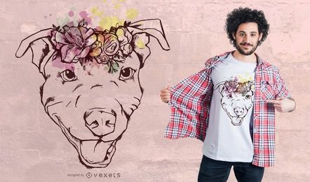 Floral Pitbull T-shirt Design