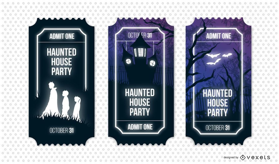 Haunted house party ticket set Vector download