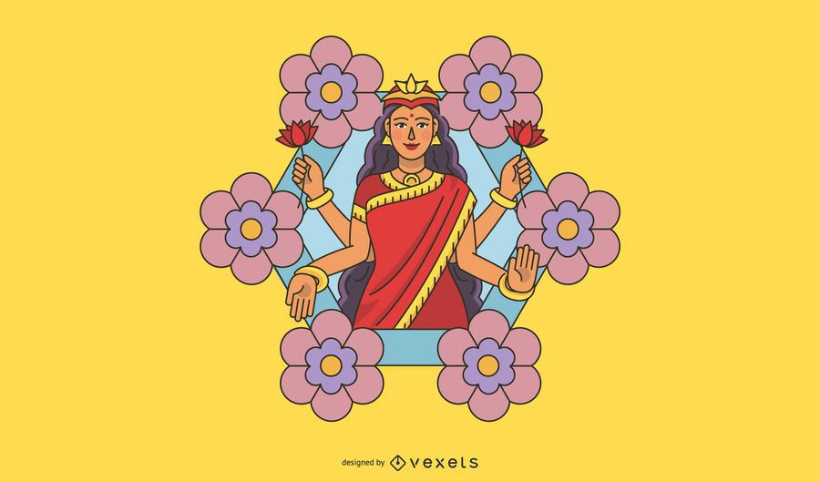 Diwali Lakshmi flowers illustration Diwali Lakshmi flowers illustration