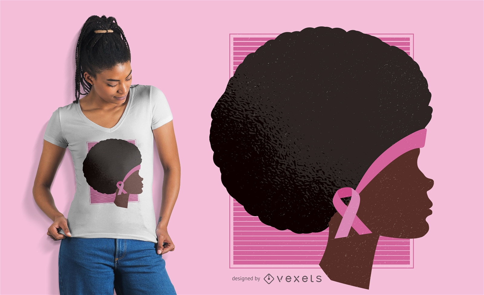 Design de camisetas para a conscientiza??o sobre o c?ncer de mama afro