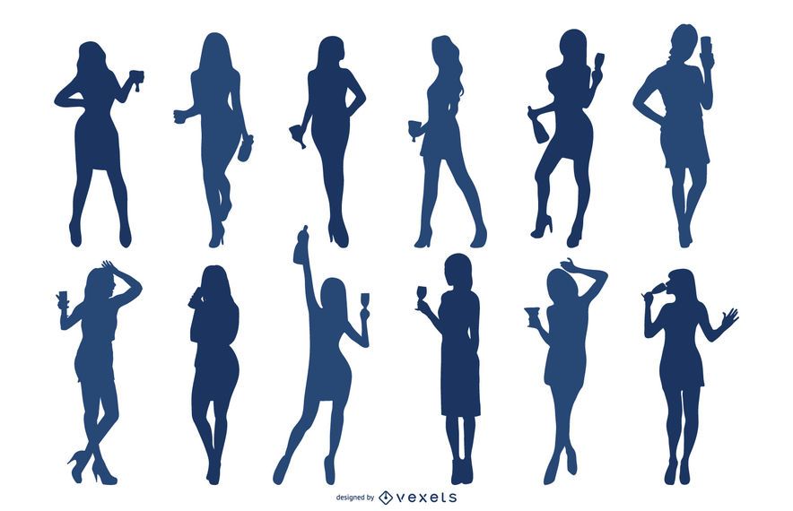 Cocktail Girls Silhouette Set Cocktail Girls Silhouette Set