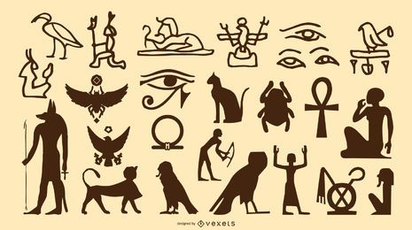 Ägyptisches Symbol Silhouette Set