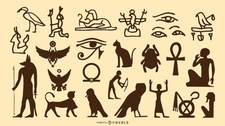 Conjunto de silueta de símbolo egipcio
