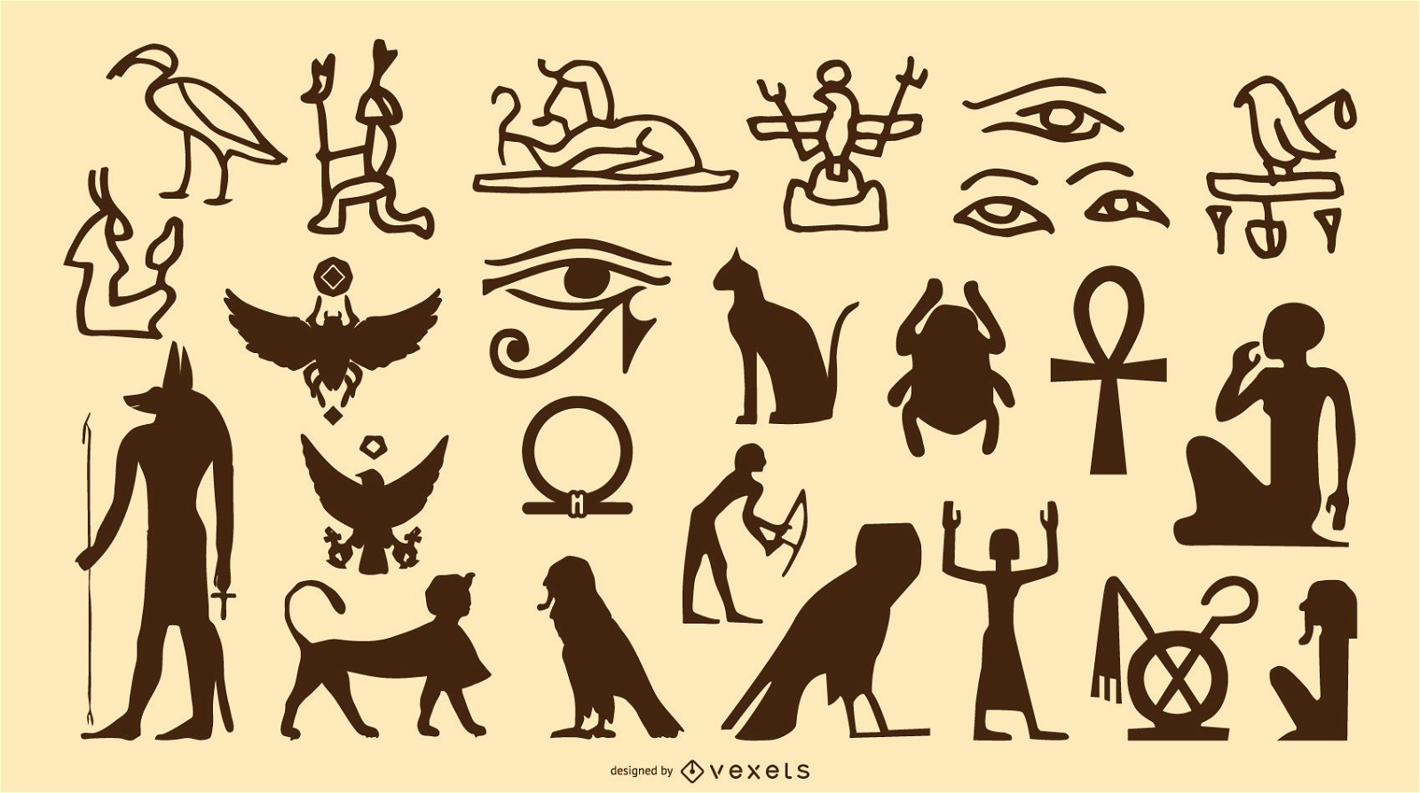 Ägyptisches Symbol Silhouette Set