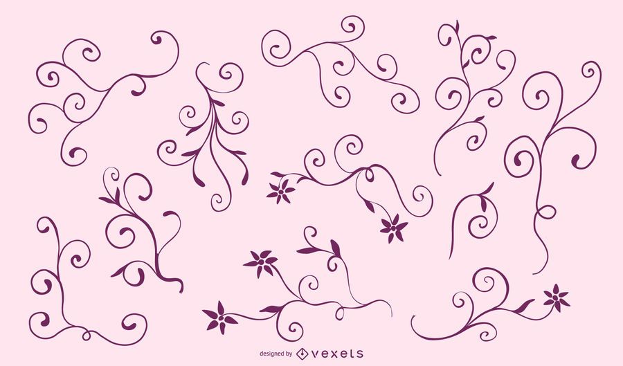 Elegant Floral Frame Silhouette Set Elegant Floral Frame Silhouette Set