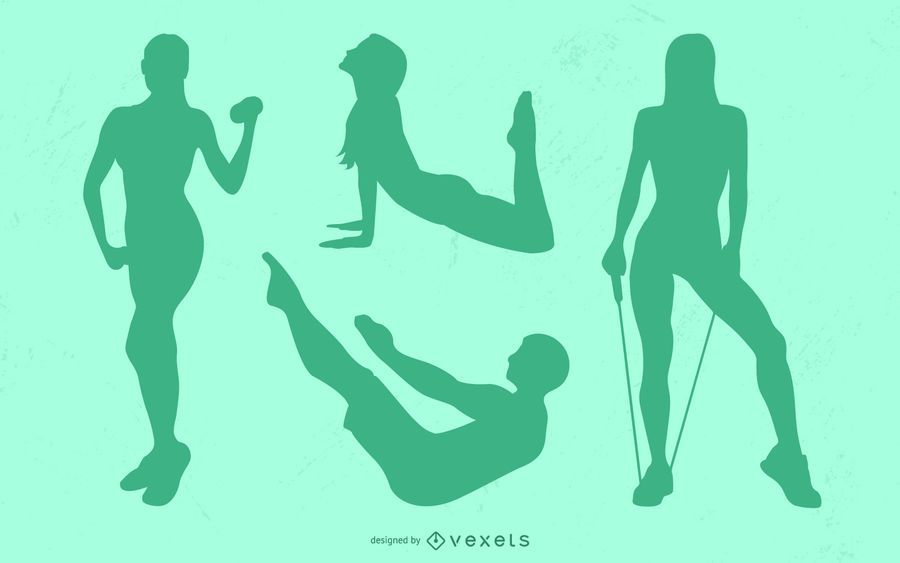 Fitness Poses Silhouette Set Fitness Poses Silhouette Set