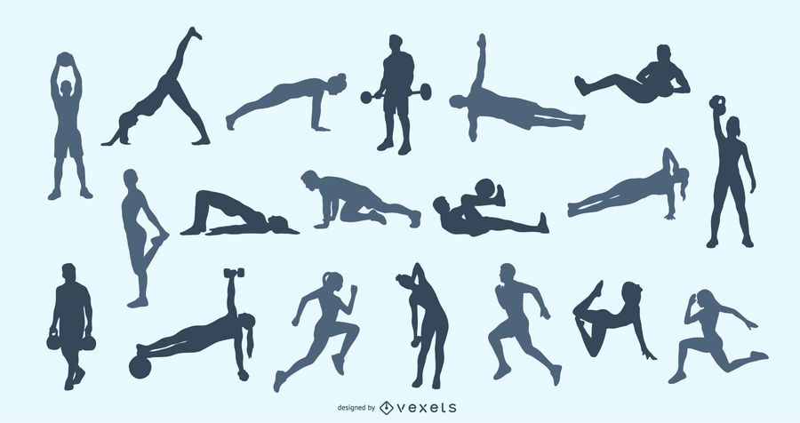 Fitness Poses Silhouette Set Fitness Poses Silhouette Set