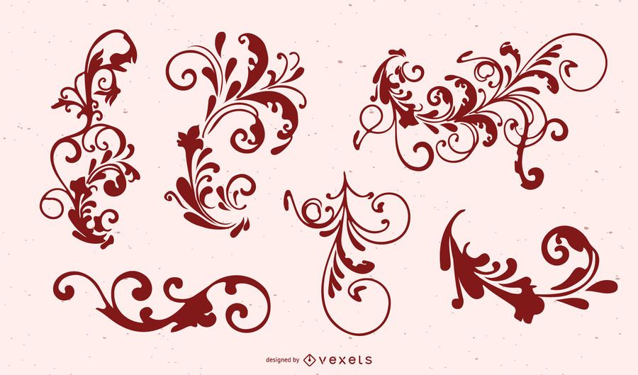 Floral Ornament Silhouette Set Floral Ornament Silhouette Set