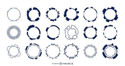 Conjunto de silhueta de círculos futuristas