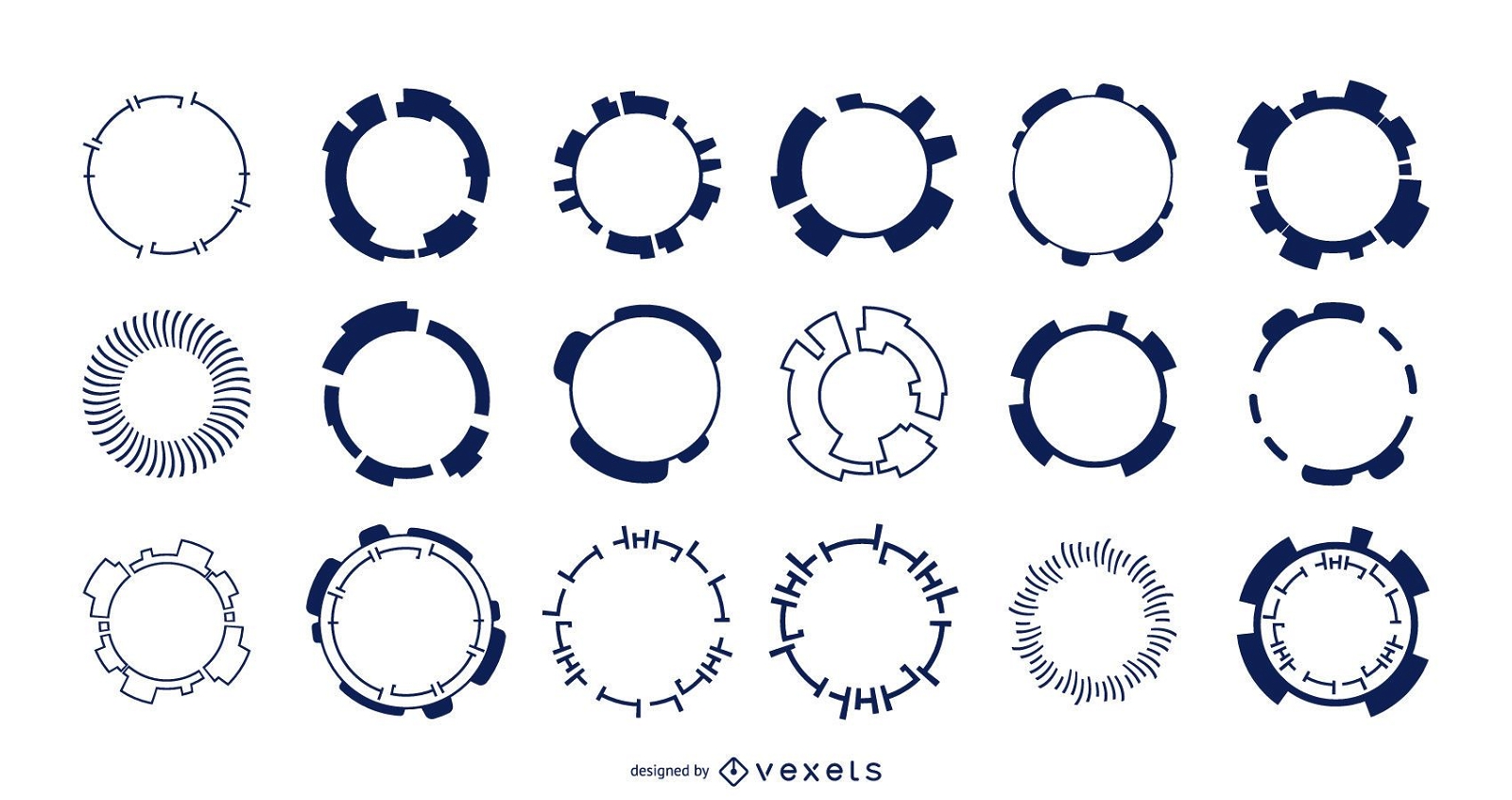Conjunto de silhueta de círculos futuristas