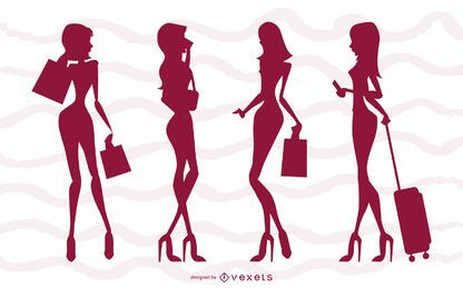 Conjunto de silhueta de meninas de glamour Conjunto de silhueta de meninas de glamour