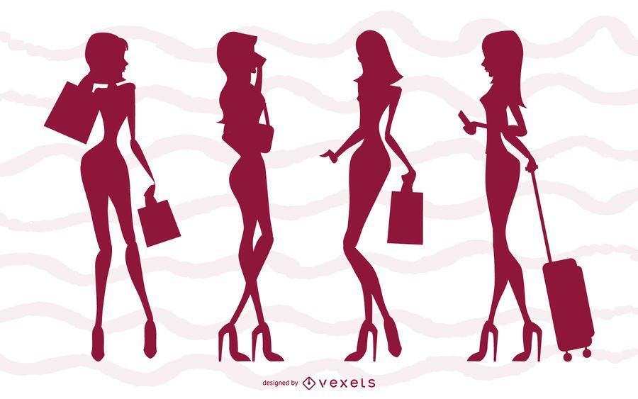 Conjunto de silhueta de meninas de glamour Conjunto de silhueta de meninas de glamour