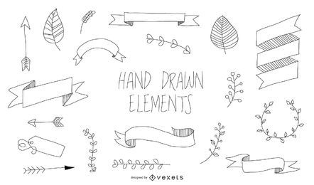 Hand gezeichneter Elementsatz Hand gezeichneter Elementsatz