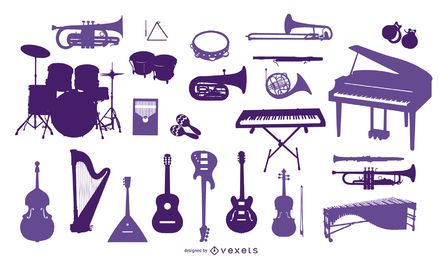 Colección de silueta de instrumentos musicales