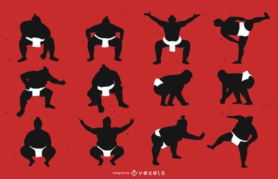 Sumo Fighter Silhouette Set