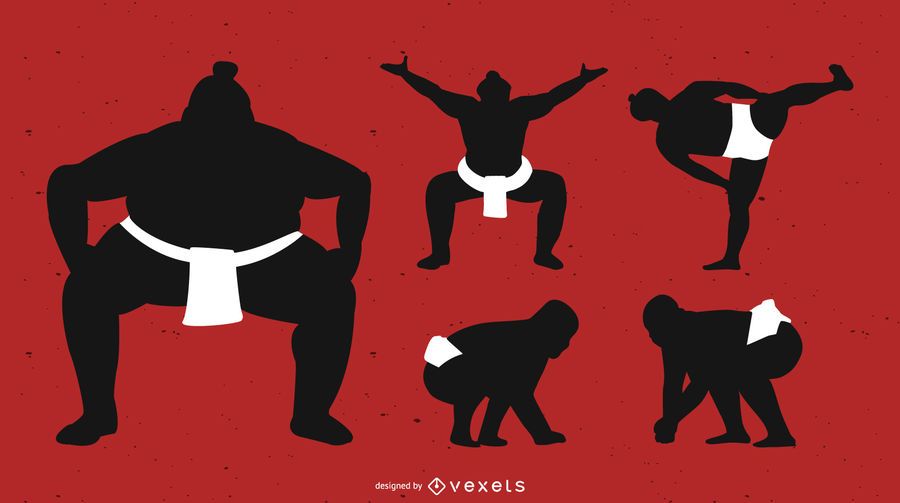 Sumo Fighter Silhouette Set Sumo Fighter Silhouette Set