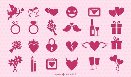 Conjunto de silueta rosa de San Valentín