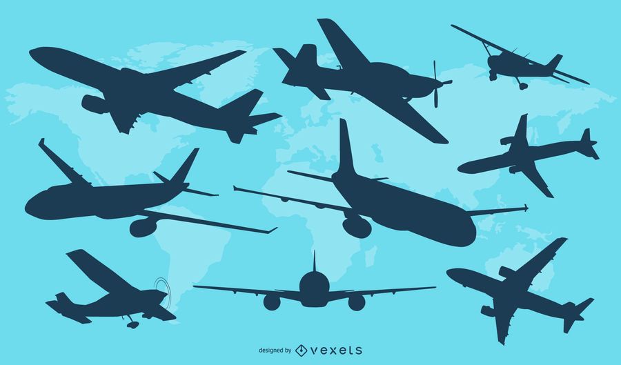 Airplane Silhouette Vector Set Airplane Silhouette Vector Set