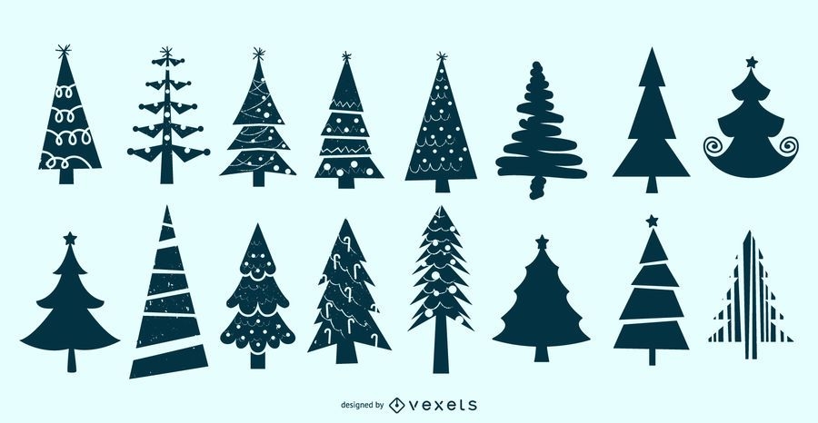 Download Christmas Tree Silhouette Vector Set - Vector Download