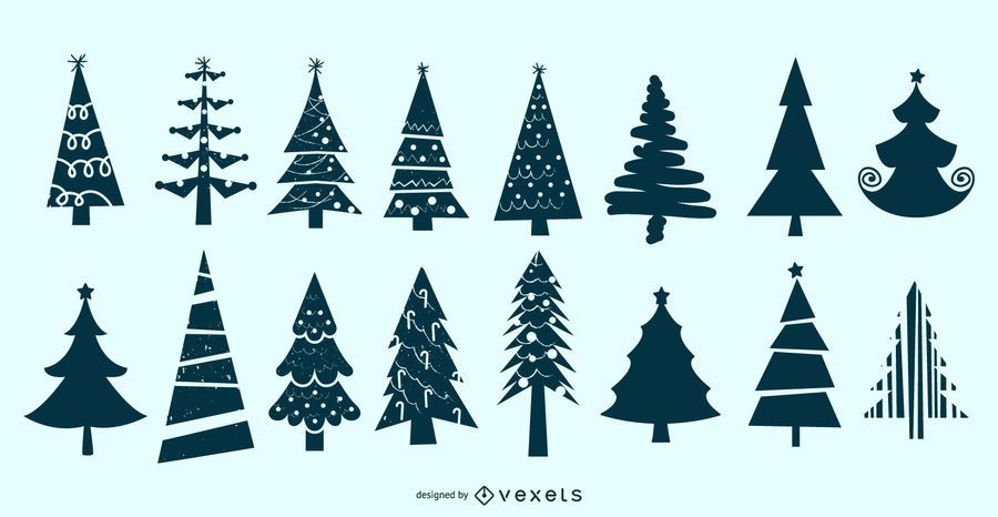 Conjunto de vectores de silueta de árbol de Navidad Conjunto de vectores de silueta de árbol de Navidad