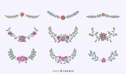 Floral crests ornamental set Floral crests ornamental set