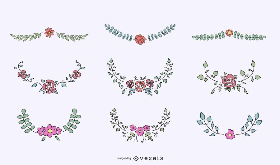 Conjunto ornamental de crestas florales Conjunto ornamental de crestas florales