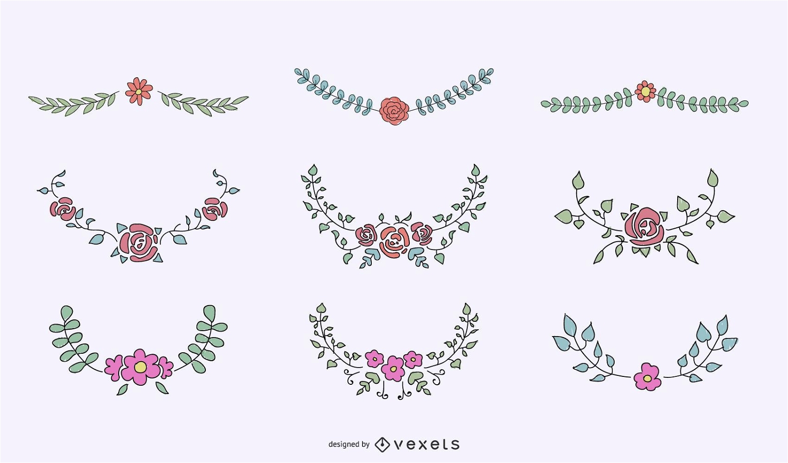 Floral crests ornamental set