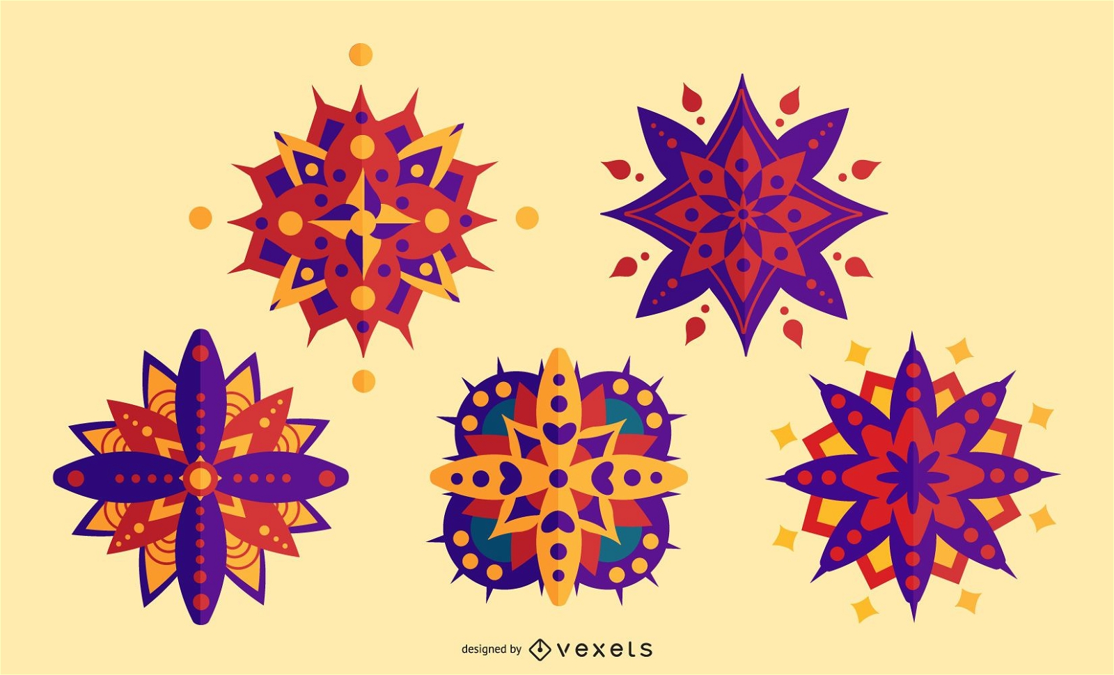 Conjunto de mandala colorida Diwali
