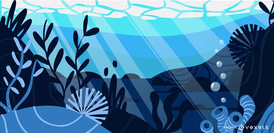 Underwater blue flat illustration Underwater blue flat illustration