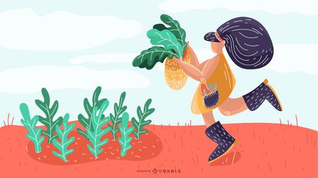 Farmer Girl Illustration Design Farmer Girl Illustration Design