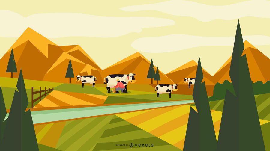 Diseño de paisaje de campo de granja Diseño de paisaje de campo de granja