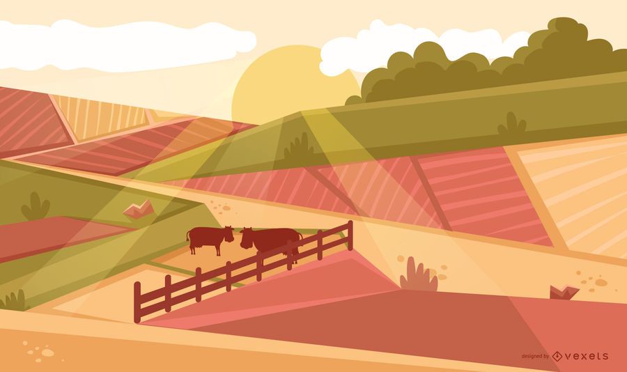 Farming Field Sunset Background Farming Field Sunset Background