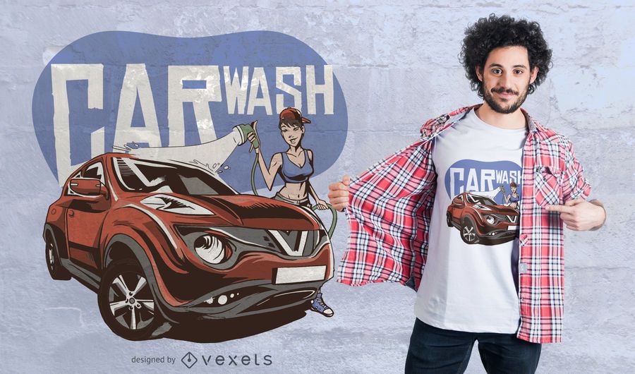 Car Wash Girl T-shirt Design Car Wash Girl T-shirt Design
